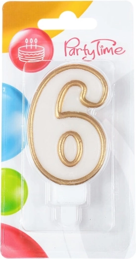 Bougie d’anniversaire chiffre 6 dorée