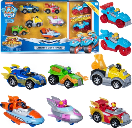Coffret cadeau Paw Patrol Mighty Pups de 8 véhicules en métal True Metal