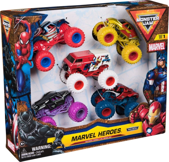 5 monster trucks héroïques dans un seul pack