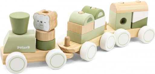 Train en bois Polar B avec wagons et blocs