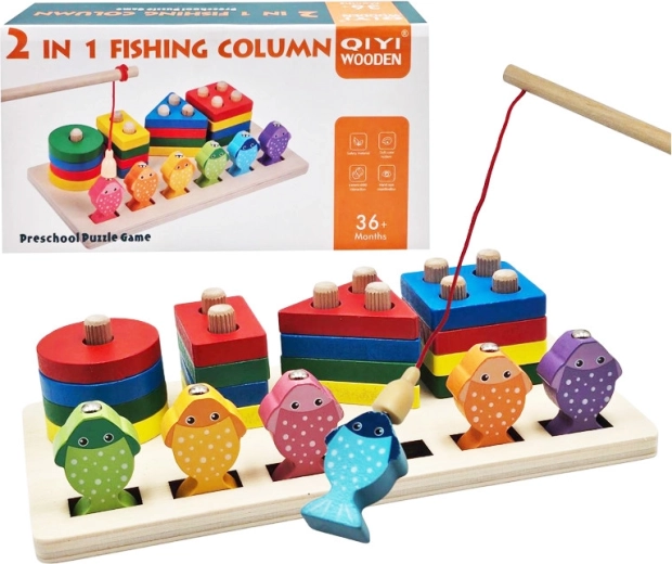 Jeu 2-en-1 d’encastrement avec pêche pour enfants