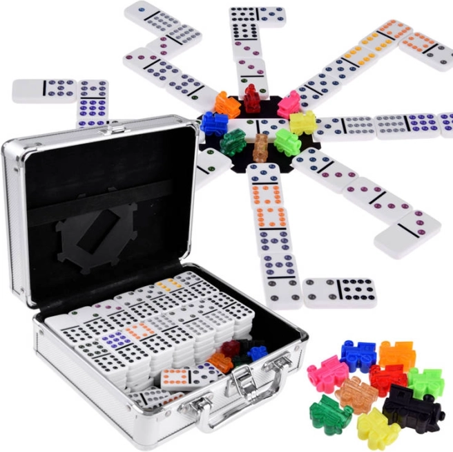 Coffret de jeux Domino et Mexican Train avec mallette métallique