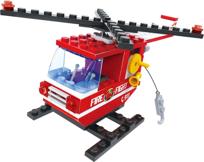 Jeu de construction compatible BLOXO pompiers – hélicoptère, 84 pièces