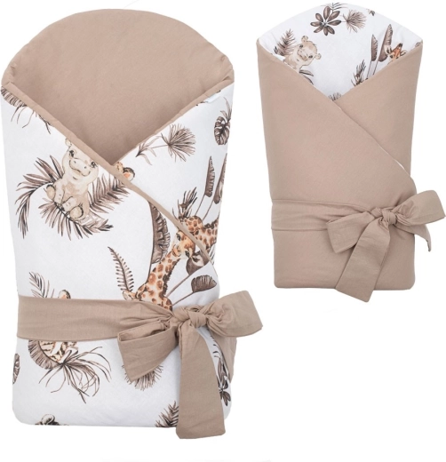 Couverture d’emmaillotage bébé réversible NEW BABY Safari 80 × 80 cm
