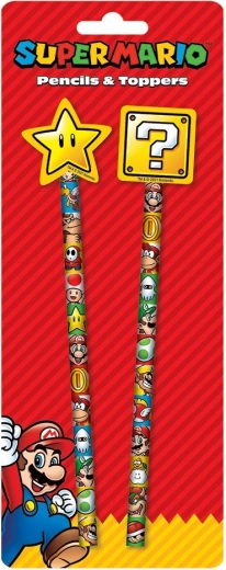 Kit scolaire de crayons avec gomme et topper Super Mario