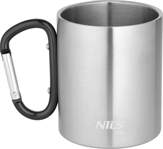 Tasse de camping en acier inoxydable avec mousqueton 300 ml NILS CAMP