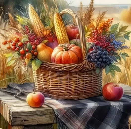 Peinture diamantée Panier d’automne 30 × 40 cm