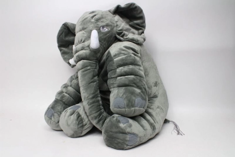 Éléphant en peluche assis gris 55 cm