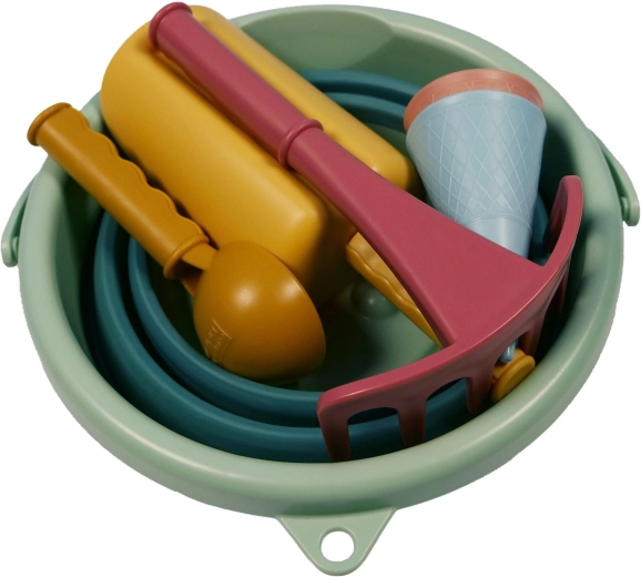 Schildkröt ensemble de jouets de sable avec seau pliable, vert, 7 pièces