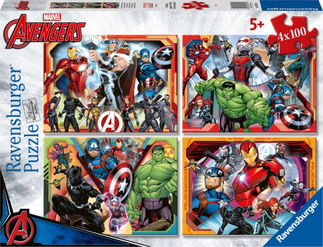 Puzzle Puissants Avengers 4x100 pièces Ravensburger