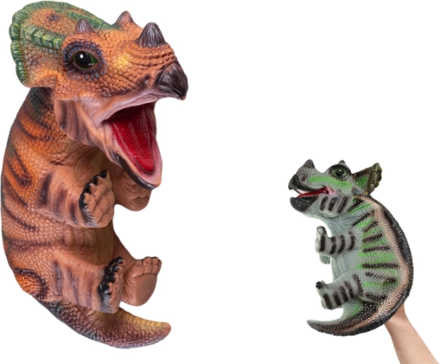 Marionnette dinosaure – bébé 42 cm, 2 couleurs