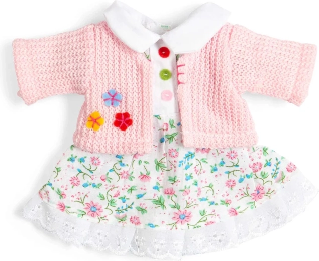 Bigjigs Toys robe rose à fleurs et cardigan pour poupée 28 cm
