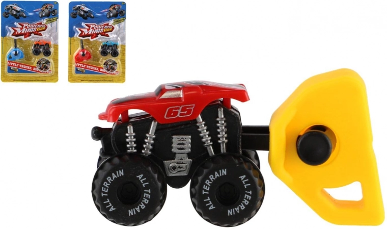 Mini monster truck à clé lanceur, plastique, 4 cm, 3 couleurs