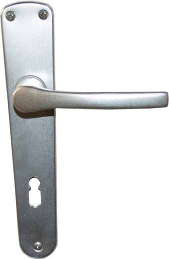 Poignée de porte avec plaque MONET pour clé 72 mm, aluminium, argent