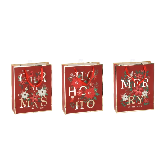 Sacs cadeaux de Noël Christmas to You 26 × 32 × 10 cm – assortiment de motifs, 12 pcs