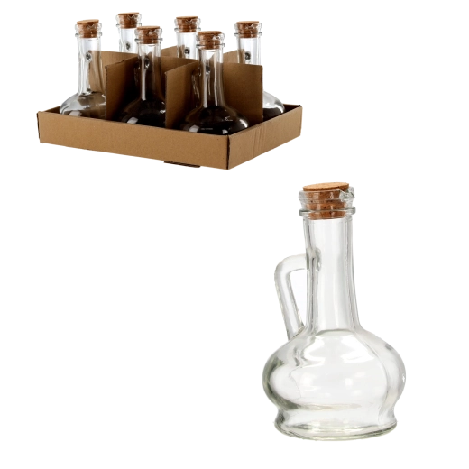 Bouteille en verre avec bouchon en liège et anse 150 ml