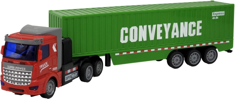 Camion télécommandé avec remorque porte-conteneur, cabine rouge - 1 pièce