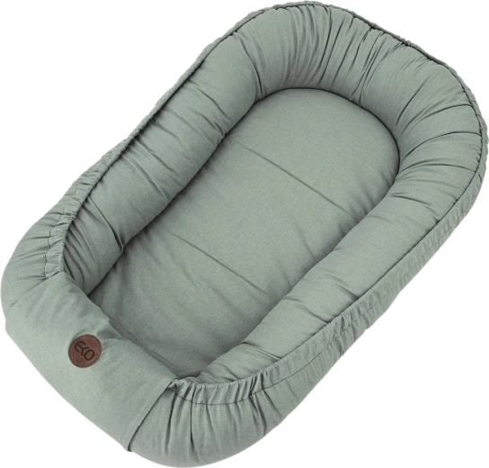 Nid bébé en coton EKO beige foncé 85 × 50 cm – Vert olive
