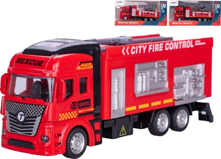 Camion de pompiers en métal 1:36 à rétrofriction 19,5 cm