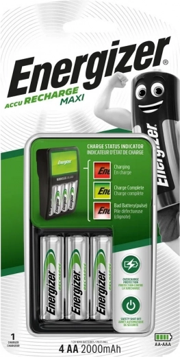 Chargeur ENERGIZER Maxi avec piles AA 2000 mAh (4 pcs)