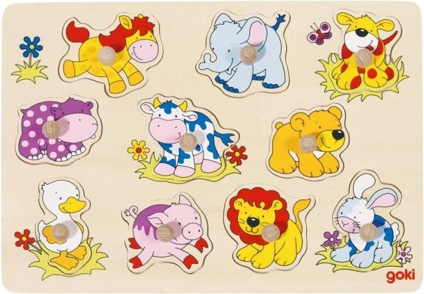 GOKI Puzzle en bois avec poignées Petits animaux