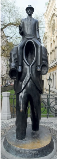 Motif du monument de Franz Kafka en panoramique