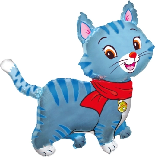 Ballon en aluminium jolie petite chatte bleue