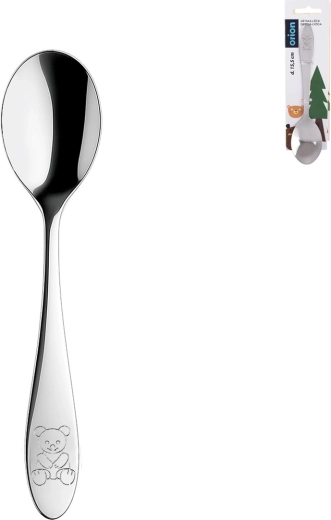 Cuillère pour enfant en acier inoxydable avec motif ourson