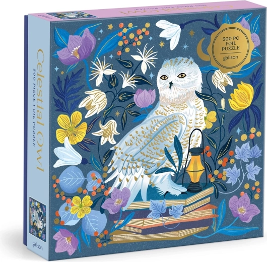 Puzzle avec détails métallisés Galison La chouette céleste, 500 pièces