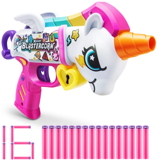 X-Shot Blastercorn Licorne avec 16 fléchettes