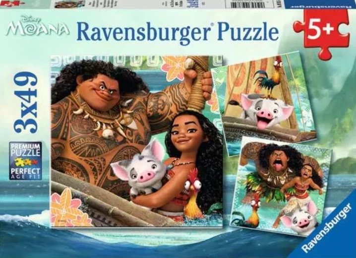Puzzle Ravensburger Vaiana, la légende du bout du monde : né(e) pour voyager 3×49 pièces