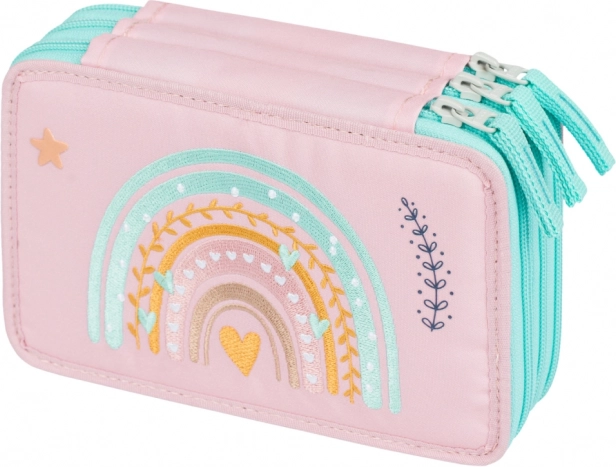 Trousse scolaire BAAGL Arc-en-ciel rose à trois étages