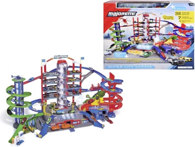 Garage Super City avec petites voitures et train