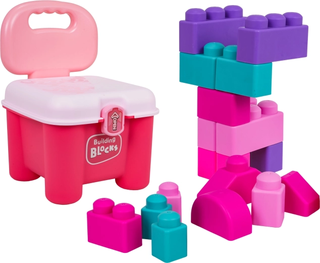 Ensemble de cubes de construction souples avec siège de rangement rose