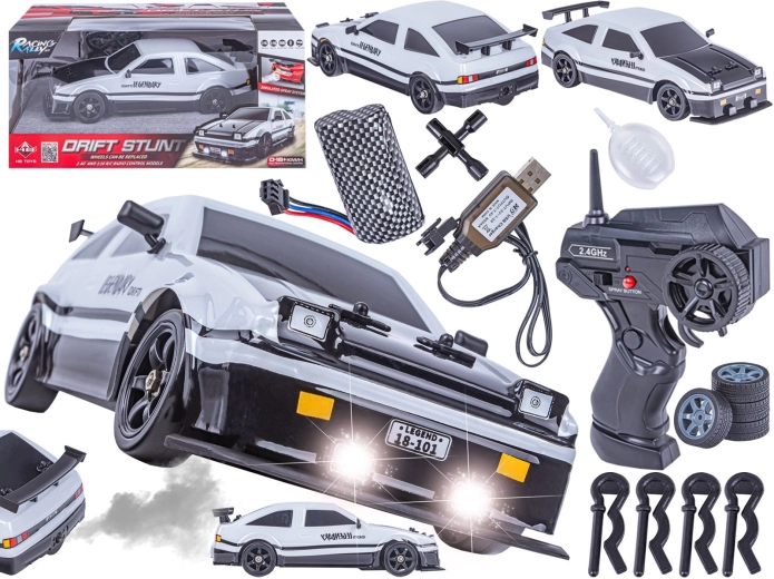 Voiture RC de drift Toyota 4WD 1:16 avec effet de vapeur et feux LED