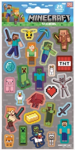 autocollants Minecraft gris, 25 pcs