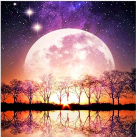 Mosaïque diamant (diamond painting) – pleine lune 30 × 30 cm – 1 pièce