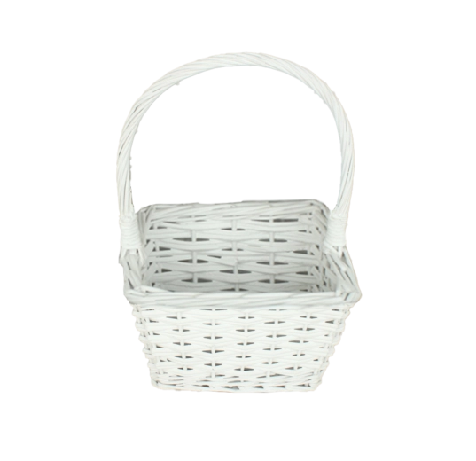 Panier en osier blanc avec poignée 24 × 24 × 14/35 cm