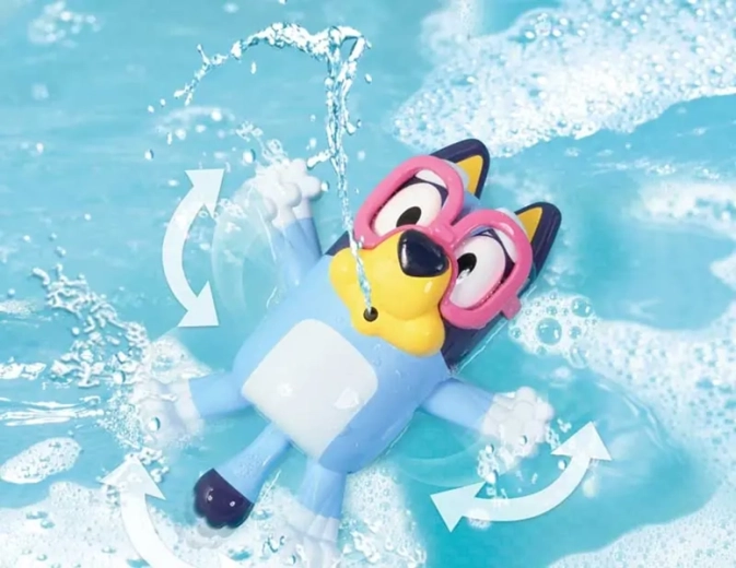 Amusement dans le bain grâce au motif Bluey