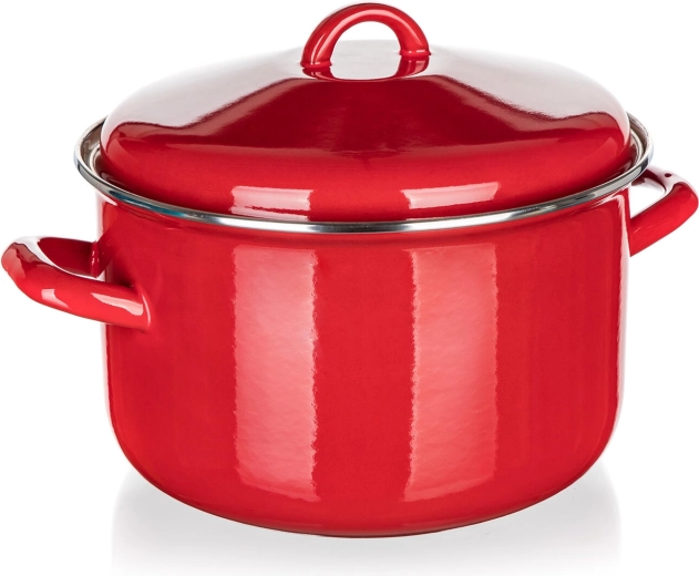 Marmite émaillée avec couvercle 24 cm 5,9 l Milton rouge