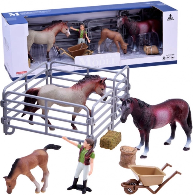 Ensemble de figurines de chevaux de ferme et d'écurie – Avec un poulain