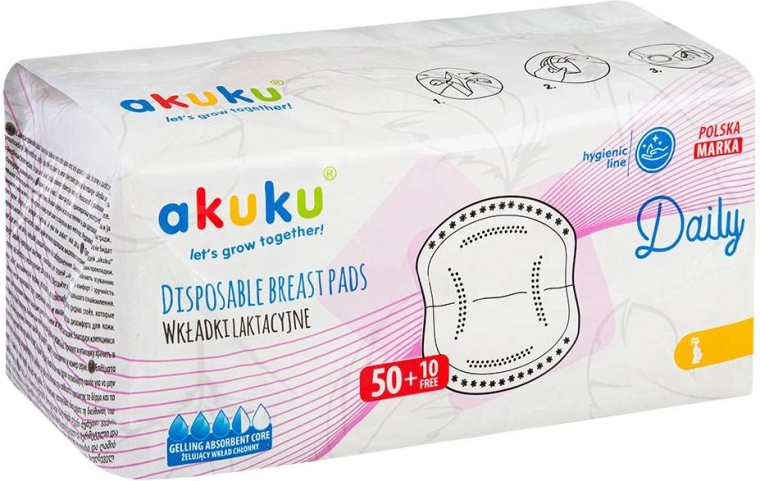 Coussinets d’allaitement jetables Akuku – haute absorption et respirants (60 pcs)