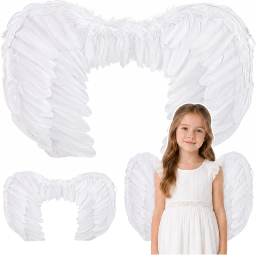 Ailes d’ange enfant avec plumes blanches 54 × 35 cm