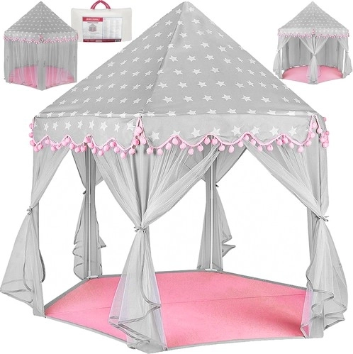 Tente de jeu pour enfants gris-rose KUZZEL