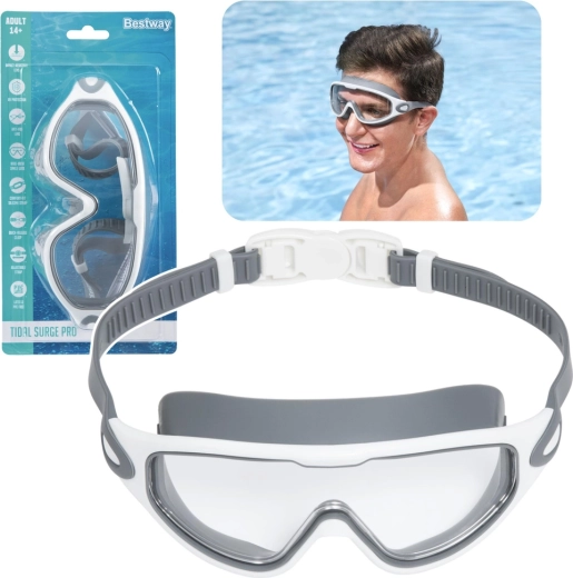 Lunettes de natation Bestway blanc-gris avec sangle réglable