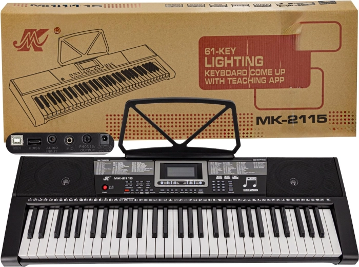 Clavier électronique avec 61 touches, touches rétroéclairées, adaptateur