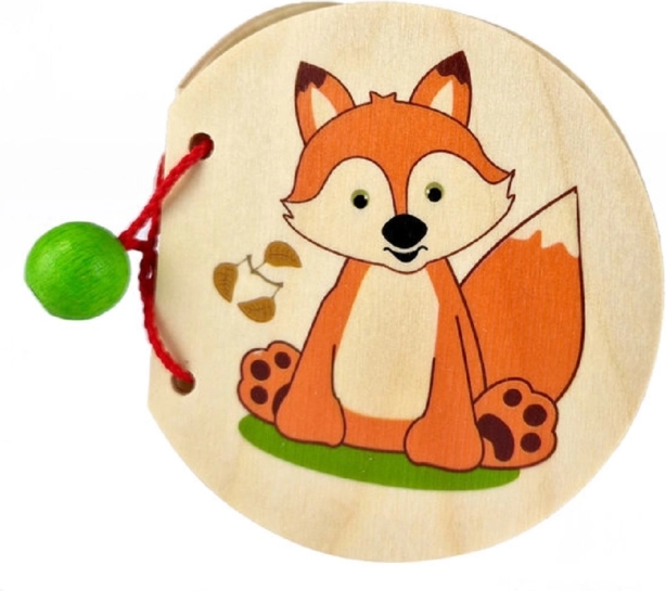 Livre d'images en bois avec renard et animaux de la forêt