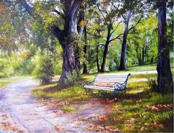 Norimpex Peinture par numéros Banc dans le parc 40 × 50 cm