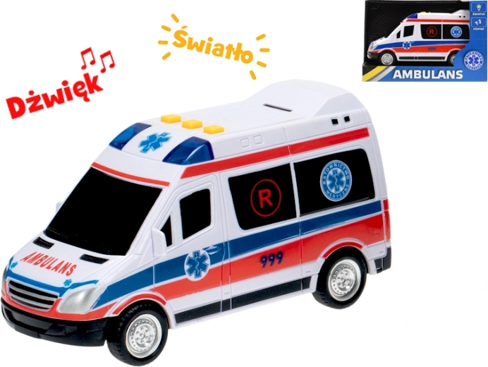Ambulance jouet au design polonais – friction, lumière et son