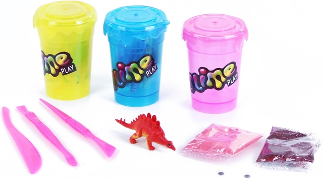 Slime Play kit créatif de fabrication de slime avec paillettes et figurine de dinosaure